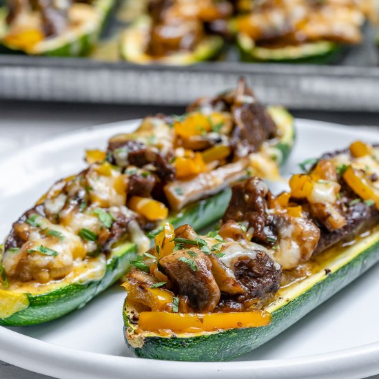 Philly Cheese Steak Zucchini Boats