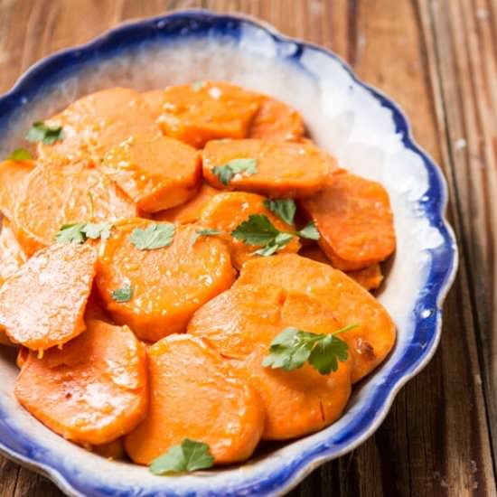 ORANGE GLAZED SWEET POTATOES