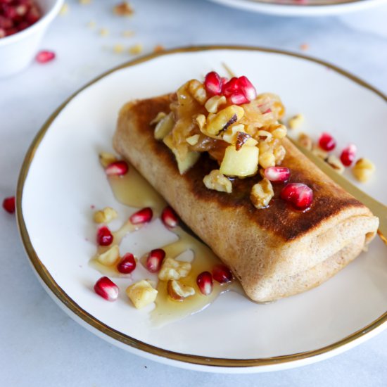 Caramelized Onion & Apple Blintzes