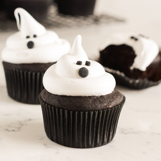 Devil’s Food Ghost Cupcakes