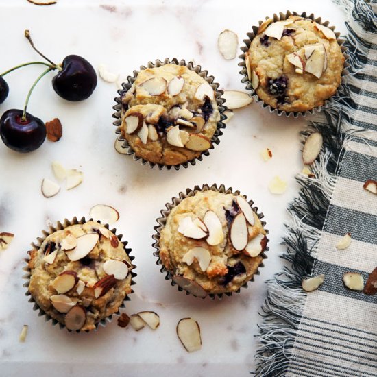 low carb cherry almond muffins