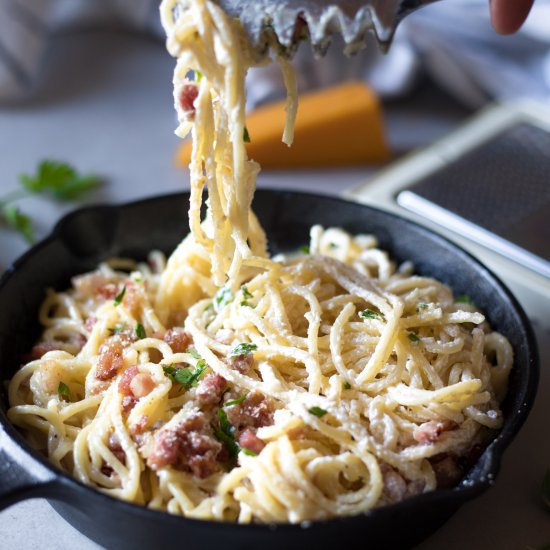 Eggless Spaghetti Carbonara