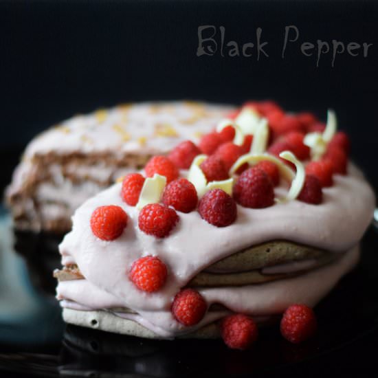 Walnut Raspberry Meringue Cake