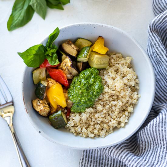 Vegetarian Pesto Quinoa Bowls