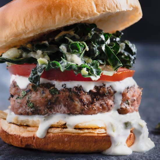 Turkey Burgers with Kale Slaw