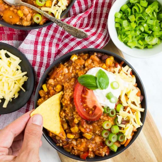 Easy Vegan Chili with Beans+Millet