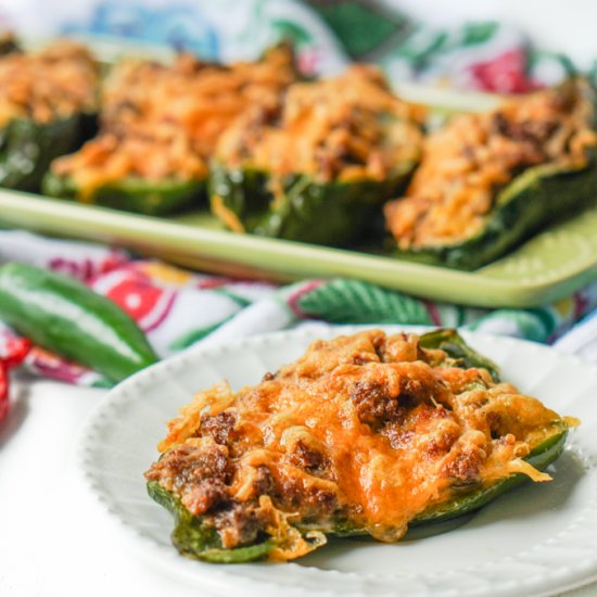 Low Carb Sausage & Cheese Poblanos