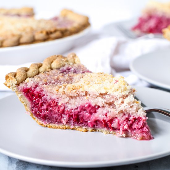 Raspberry Coconut Macaroon Pie