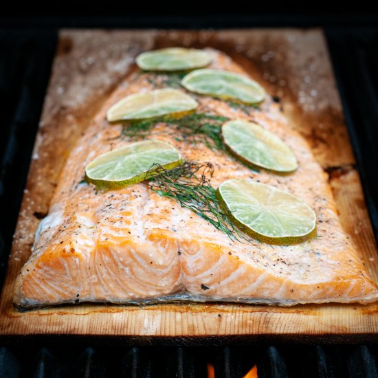 Dill and lime cedar plank salmon