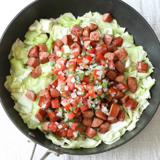 Mexican Kielbasa Cabbage Skillet