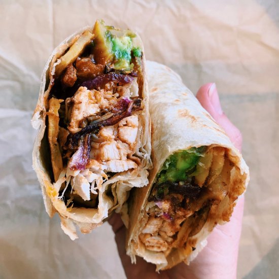 BBQ Chicken and Avocado Burritos