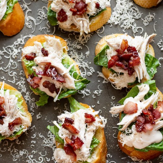 chicken caesar crostini