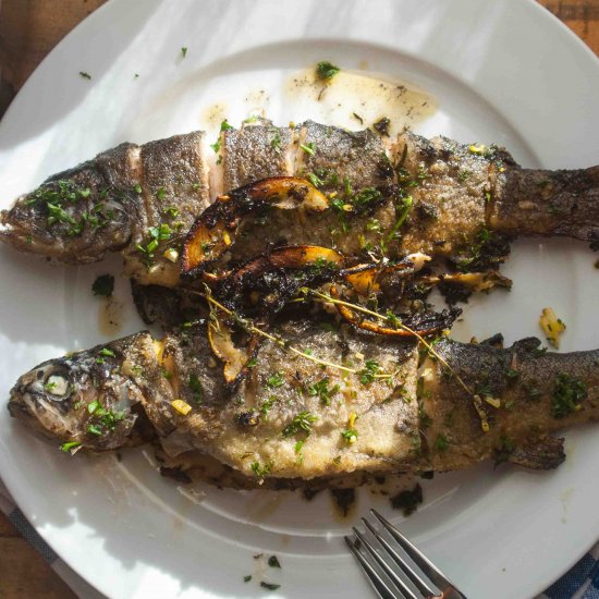 Rainbow Trout with garlic herb