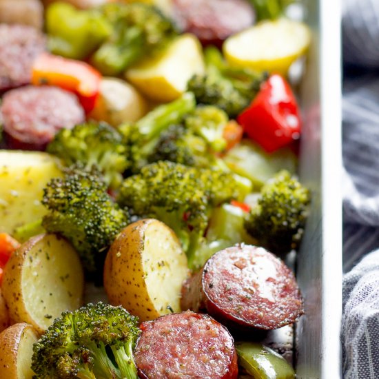 Sheet Pan Kielbasa And Vegetables