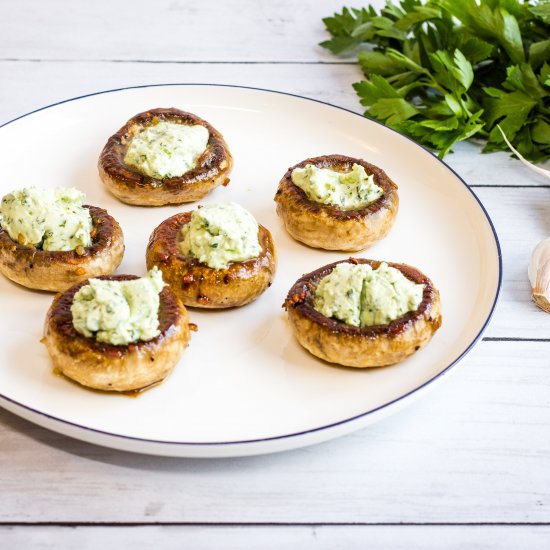 Green Goddess Stuffed Mushroom Caps