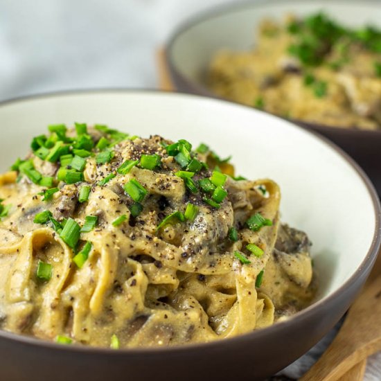 Vegan Keto “Fettuccine Alfredo”