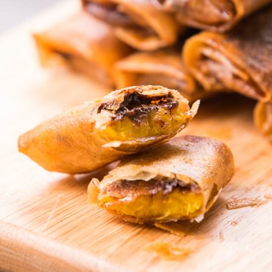 Chocolate Banana Spring Rolls