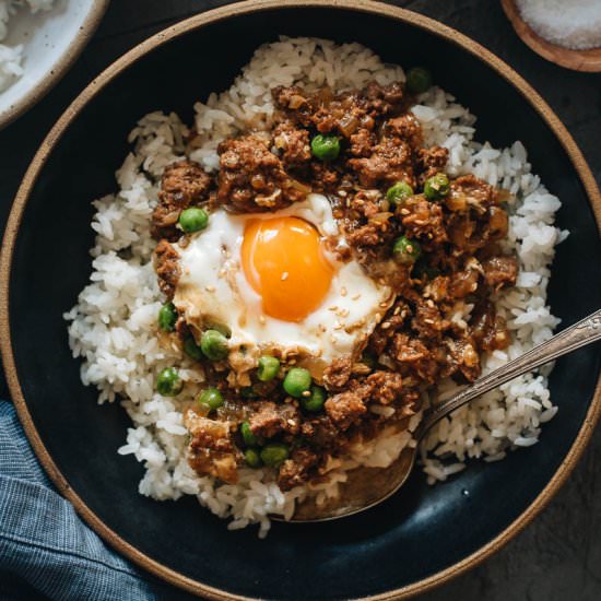 Cantonese Ground Beef Rice and Eggs