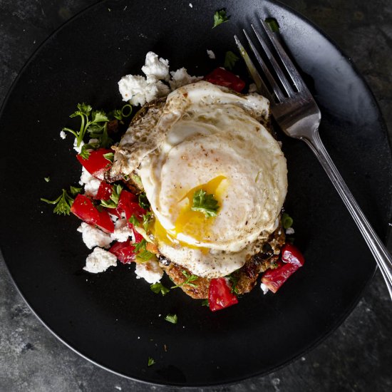 crispy egg and quinoa cake