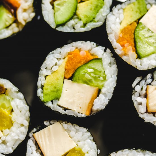 vegan take away sushi rolls