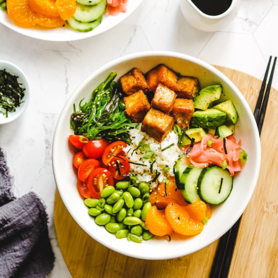 vegan tofu poke bowls