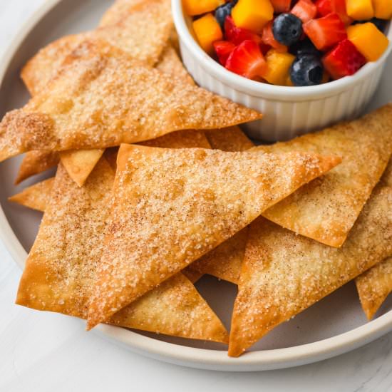 Cinnamon Baked Wonton Chips