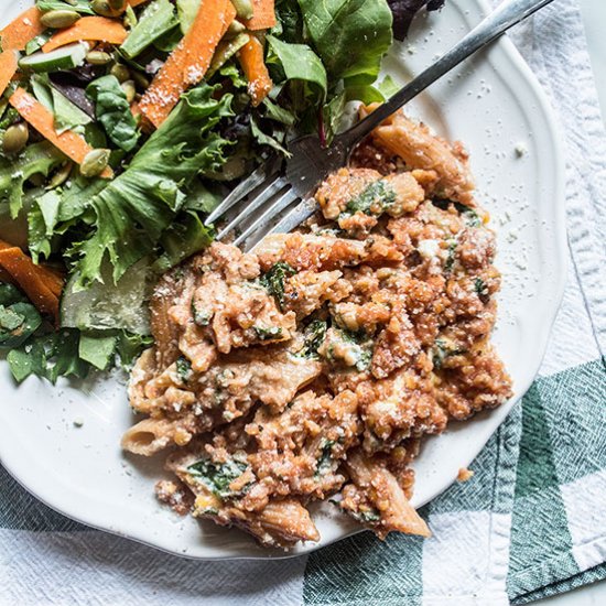 Red Lentil and Spinach Mock Lasagna