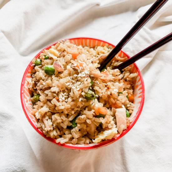 10 Minute GF Chicken Fried Rice