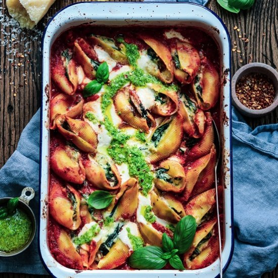 four cheese veggie stuffed shells