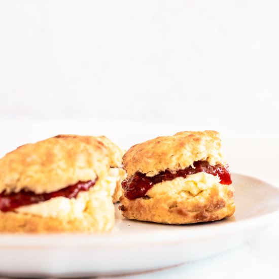 British scones with cream and jam