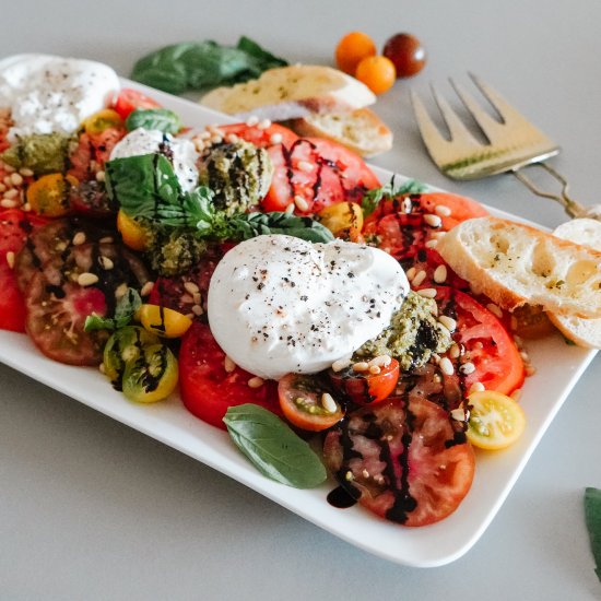 Caprese with Pesto + Burrata