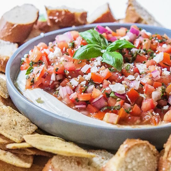 Creamy Feta Party Dip & Bruschetta