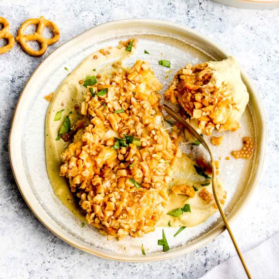 Pretzel Crusted Cauliflower Steaks