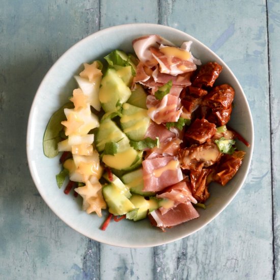 Tomato, Serrano Ham and Melon Salad