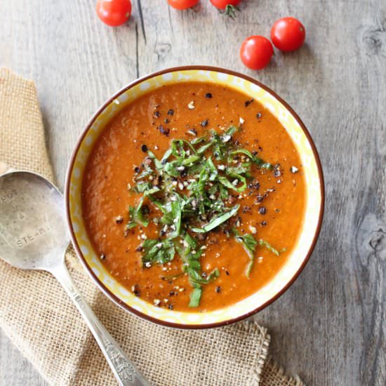 Roasted tomato coconut soup