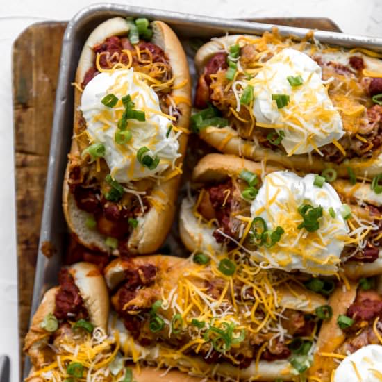 Baked Chili Cheese Dogs