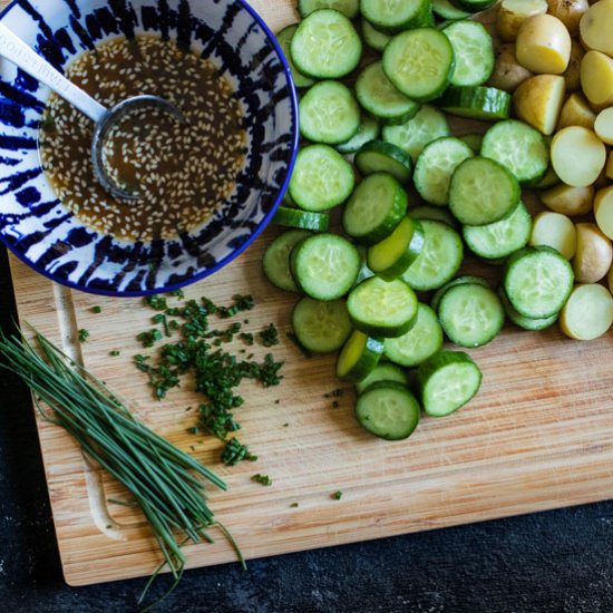 Sesame Chili Potato & Cucumber Sala