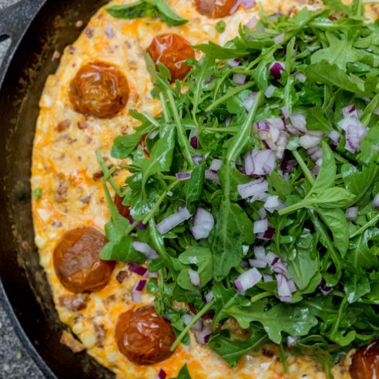 Chorizo, Corn, and Tomato Frittata