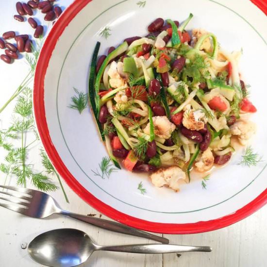 Garden fresh zucchini pasta w beans