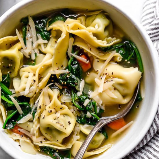 Spinach Tortellini En Brodo