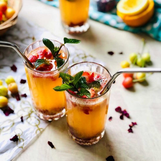 Summer cocktail with orange