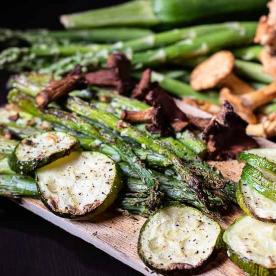 Oven Roasted Cedar Plank Vegetables