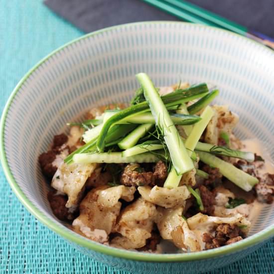 Hand-torn noodles with cumin lamb