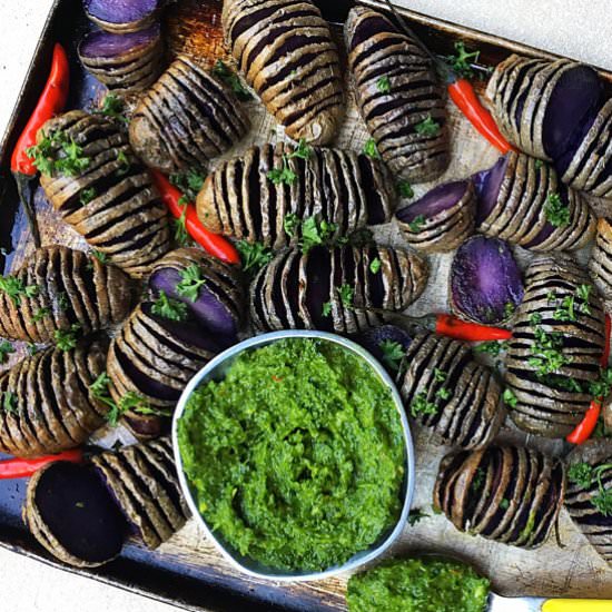 Purple Hasselback Potatoes