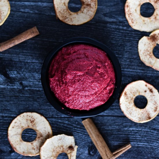 Beet Hummus with Cinn. Apple Chips