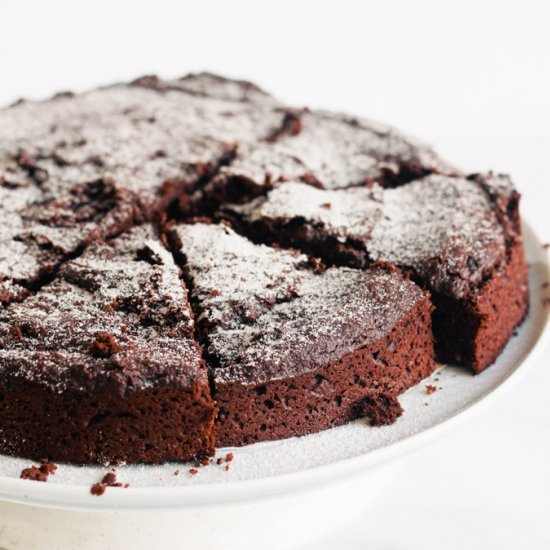 Fudgy Aubergine Chocolate Cake