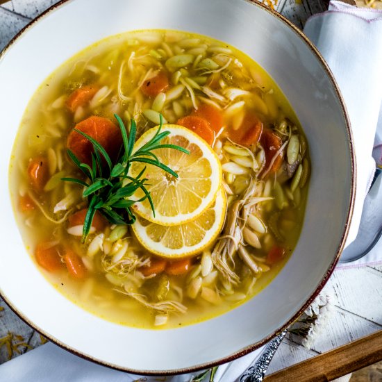 Lemon Chicken Orzo Soup