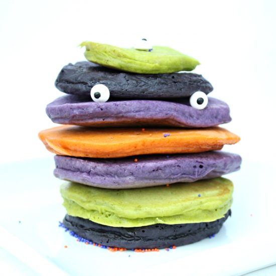 Colorfully Eerie Halloween Pancakes