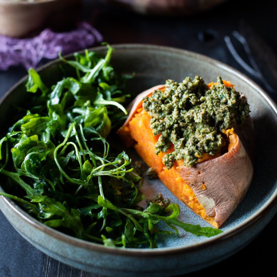 Sweet Potato with Walnut Pesto