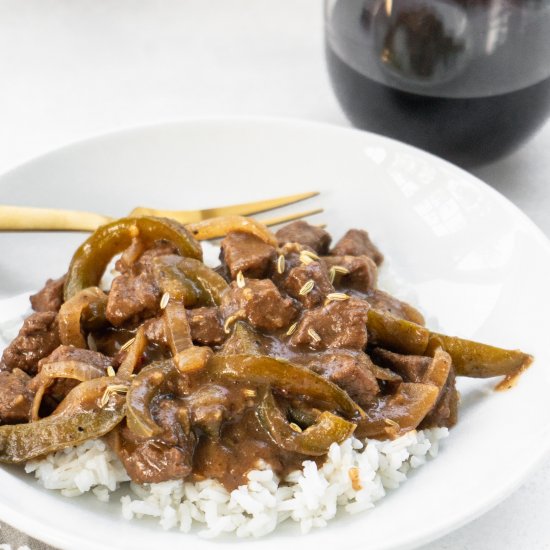 Italian Pepper Steak and Rice